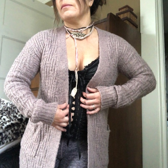 Mauve Midi Cardigan w/ Pockets - Picture 11 of 13